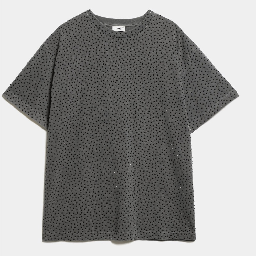 LANE Gray Polka Dot Midi Dress